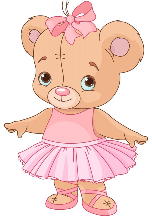 Cute Teddy Bear Ballerina Wall Decal