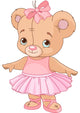 Cute Teddy Bear Ballerina Wall Decal