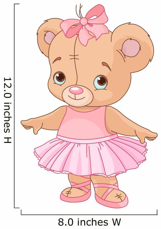 Cute Teddy Bear Ballerina Wall Decal