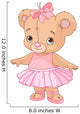 Cute Teddy Bear Ballerina Wall Decal