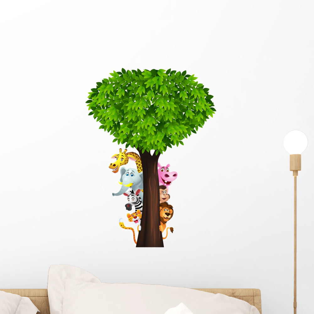 Funny Safari Animal Cartoon Wall Decal – Wallmonkeys