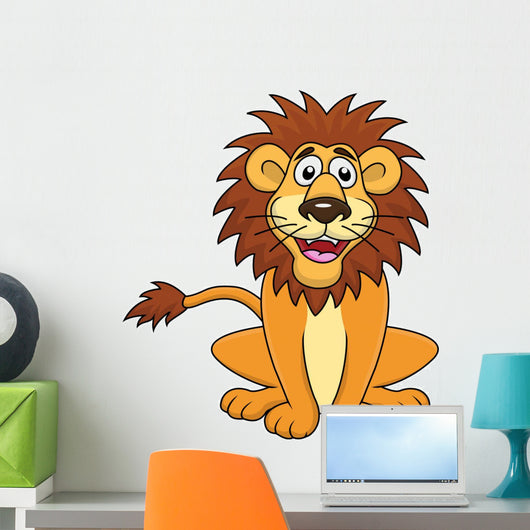 Funny lion cartoon sitting Wall Decal