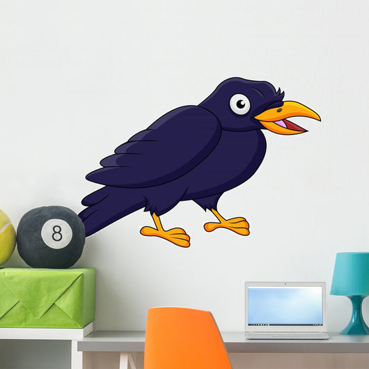 Happy raven cartoon Wall Decal