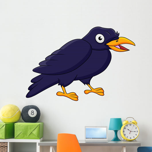 Happy raven cartoon Wall Decal