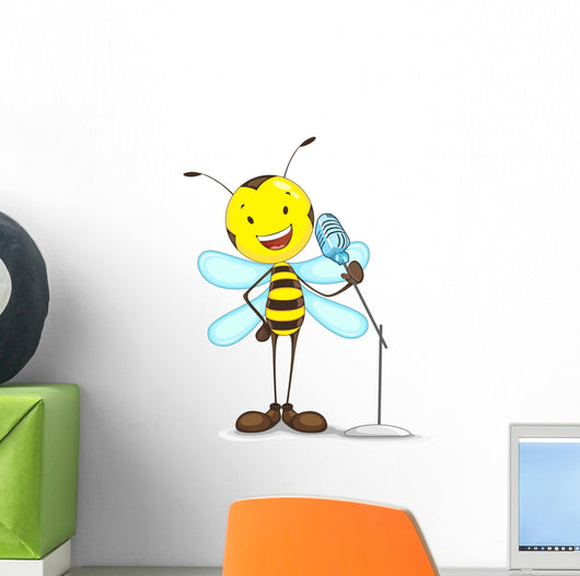 Vector Illustration of Bee Singing in Mike
