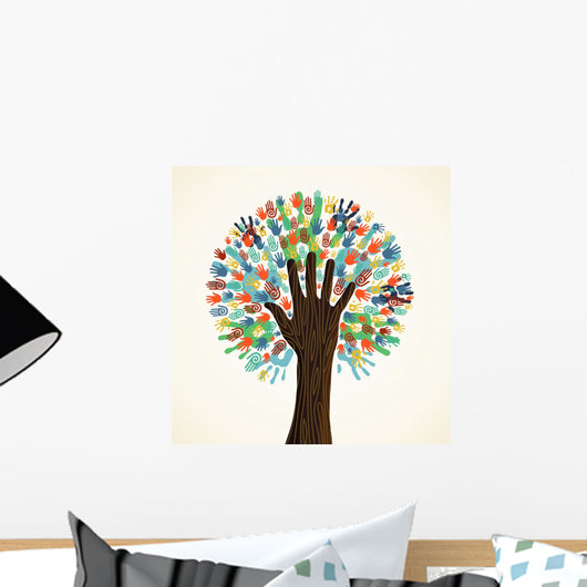 Isolated diversity tree hands Wall Decal