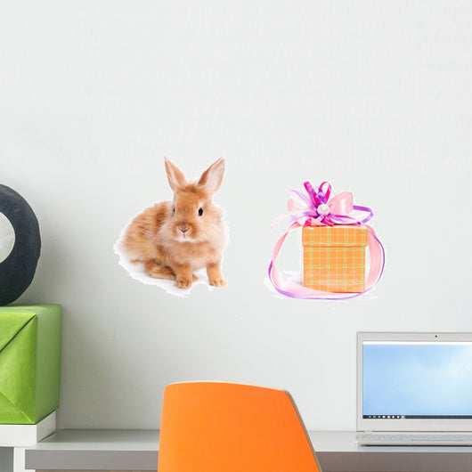 Rabbit and Present Wall Decal