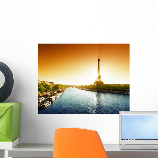 Seine in Paris With Eiffel Tower Wall Mural