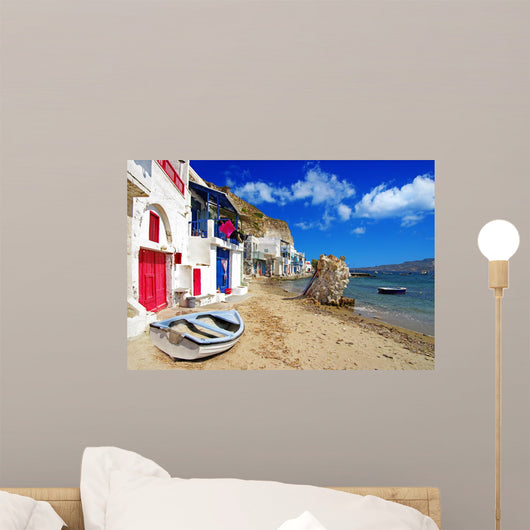 Traditional Greece scenery - Milos island. small fishing village Wall Mural
