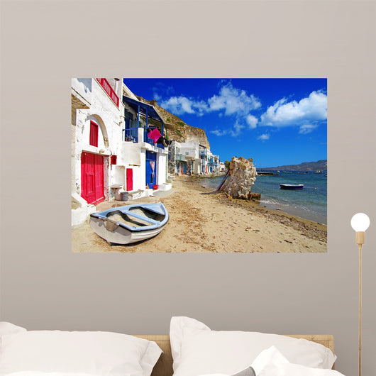 Traditional Greece scenery - Milos island. small fishing village Wall Mural