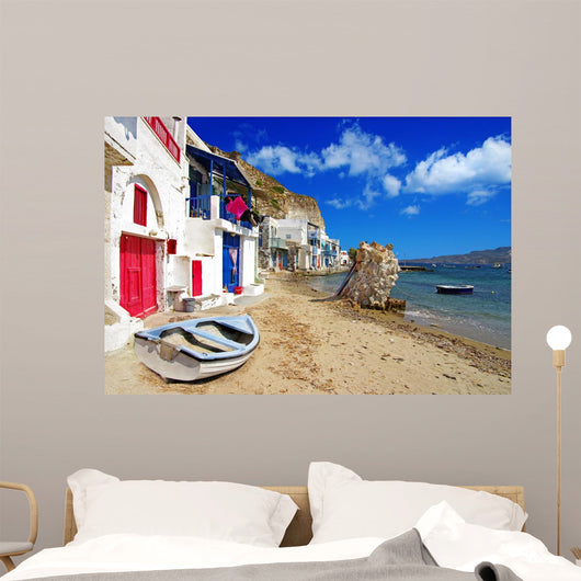 Traditional Greece scenery - Milos island. small fishing village Wall Mural