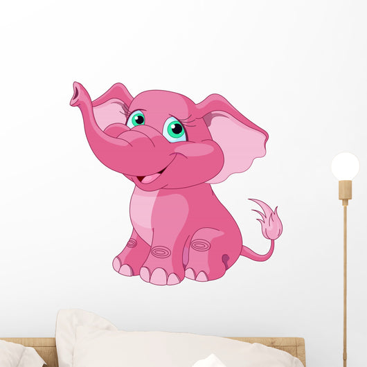 Pink elephant Wall Decal