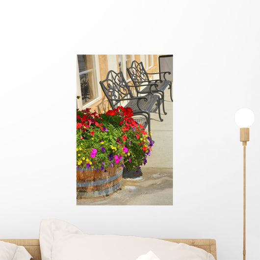 Black Patio Benches Wall Mural