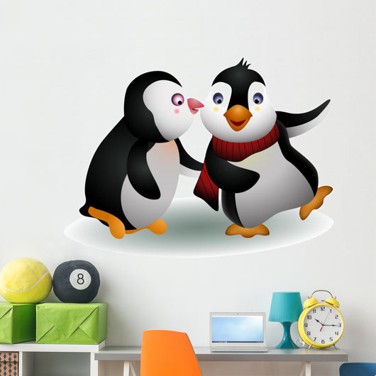 Kissing a Cute Penguin Wall Decal