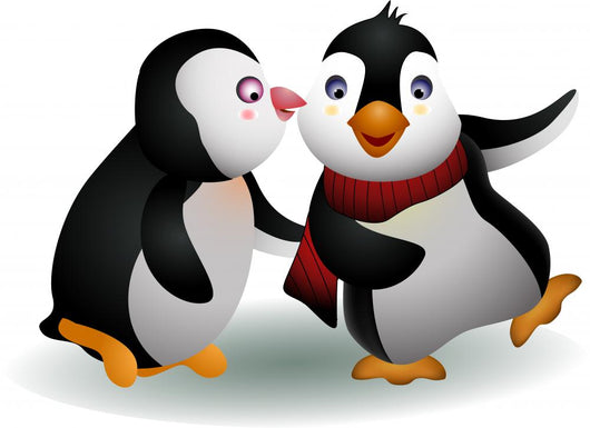 Kissing a Cute Penguin Wall Decal