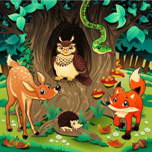 Animals Wood Vector Illustration