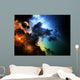 Fantasy deep space nebula with planet Wall Mural
