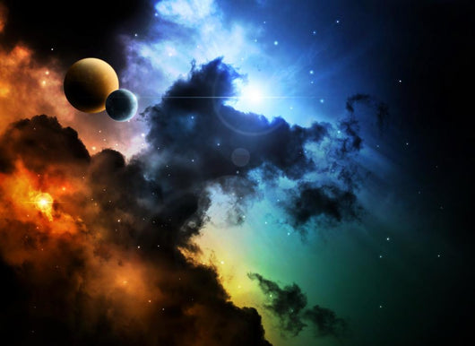 Fantasy deep space nebula with planet Wall Mural