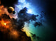 Fantasy deep space nebula with planet Wall Mural