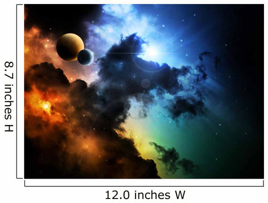 Fantasy deep space nebula with planet Wall Mural