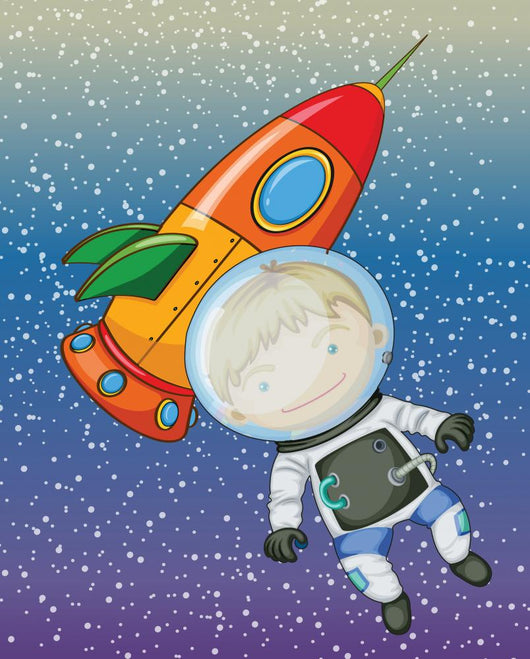 Boy and Rocket Wall Mural