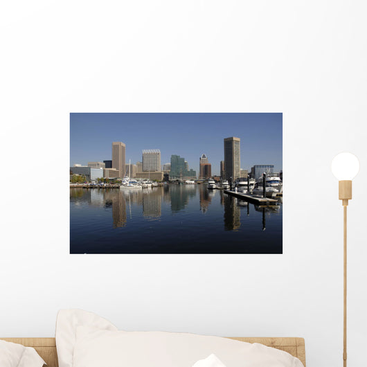 Baltimore skyline reflected in the Inner Harbor Wall Mural