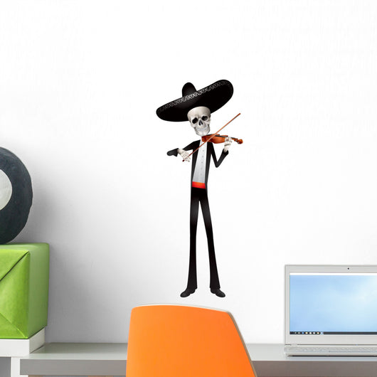Mariachi Skeleton Band Violin Player Wall Decal