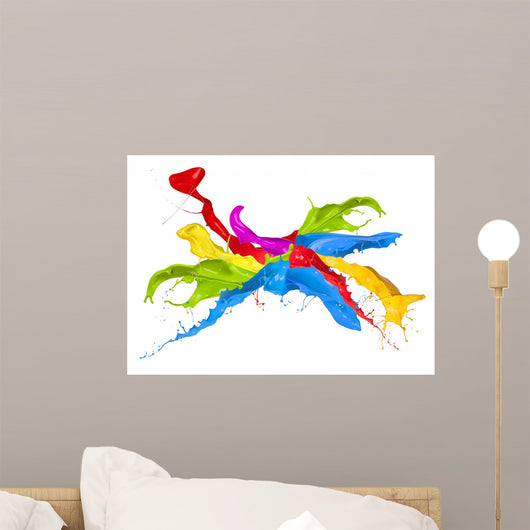 Colored paint splashes isolated on white background Wall Decal