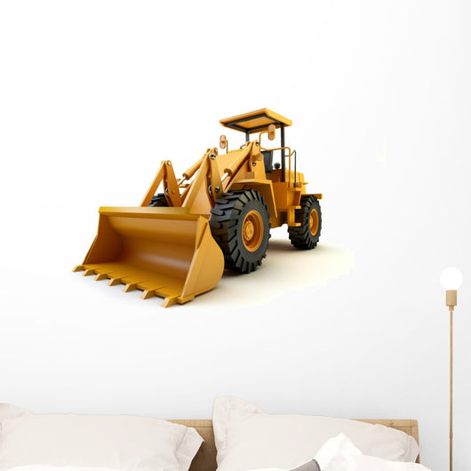 Front end loader isolated on white Wall Decal