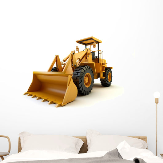 Front end loader isolated on white Wall Decal