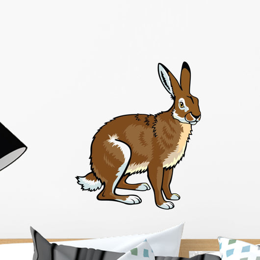 Sitting Brown Hare on White Wall Decal