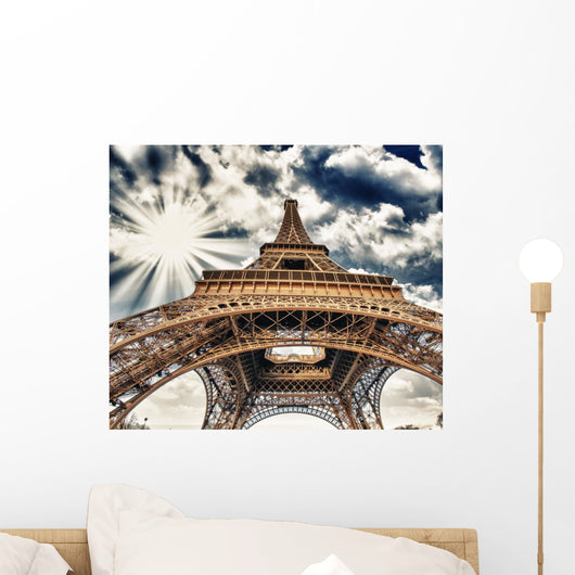 Upward Fisheye Eiffel Tower Wall Mural
