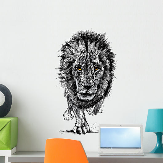 Sketch of a big male African lion Wall Decal