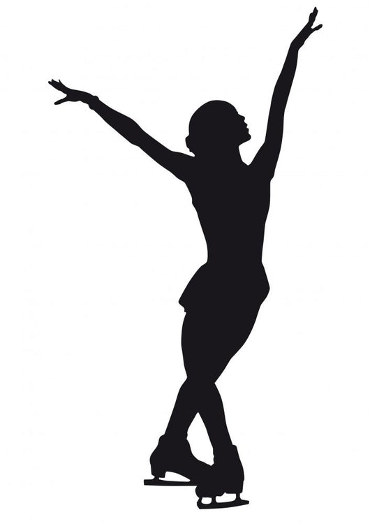 Figure Skater Silhouette White Wall Mural