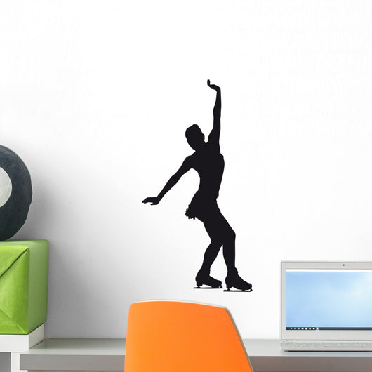 Figure Skater Silhouette White Wall Mural
