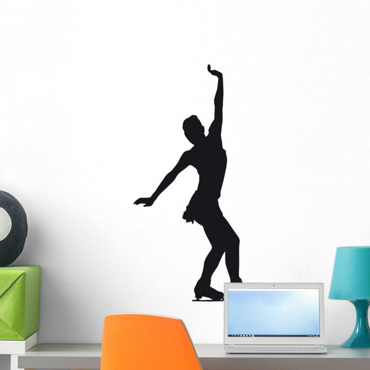 Figure Skater Silhouette White Wall Mural