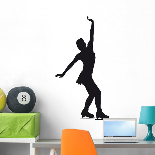 Figure Skater Silhouette White Wall Mural