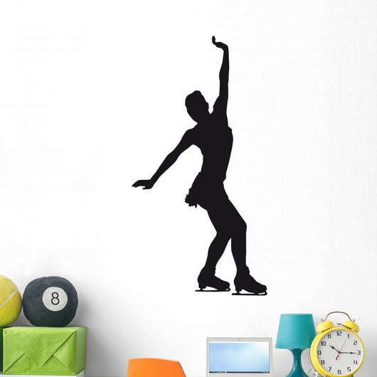 Figure Skater Silhouette White Wall Mural