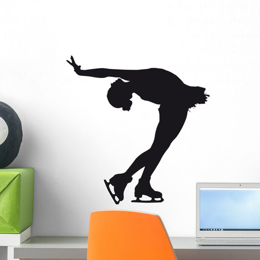 Figure Skater Silhouette White Wall Mural