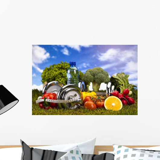 Vegetable and fruit fitness and blue sky Wall Mural