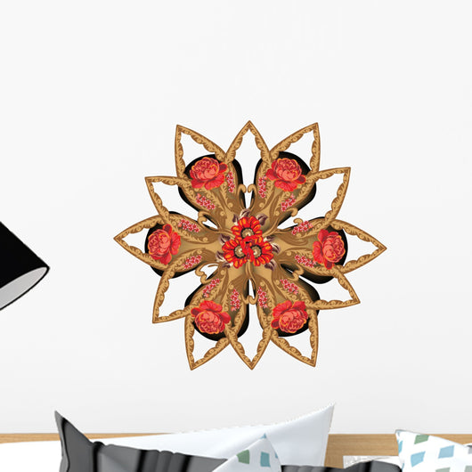 Red and Brown round Wall Mural
