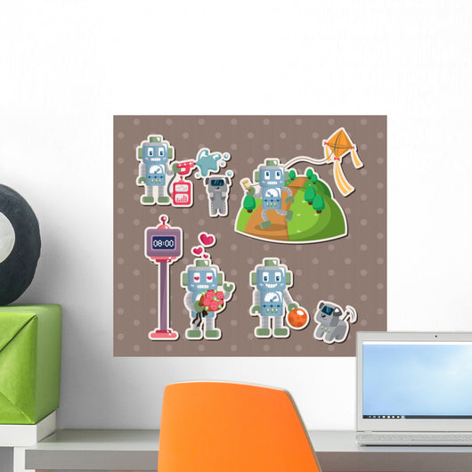 Robot Stickers Wall Decal Sticker Set