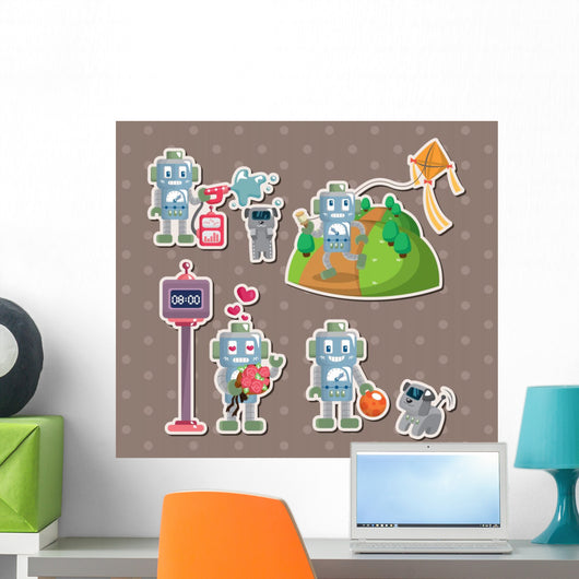 Robot Stickers Wall Decal Sticker Set