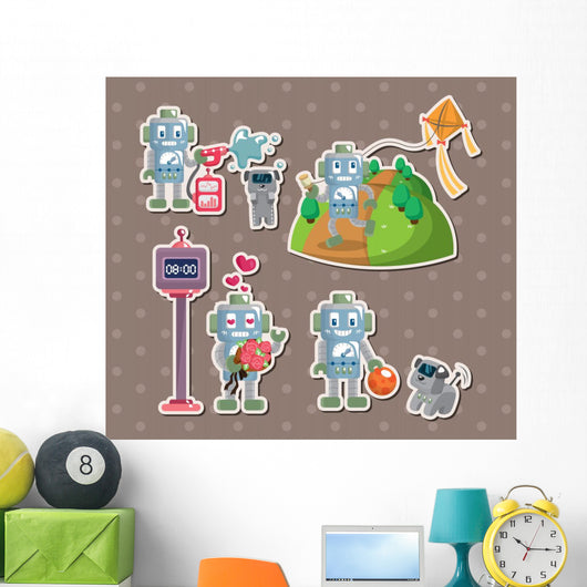 Robot Stickers Wall Decal Sticker Set