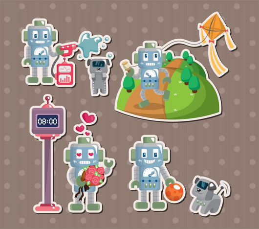 Robot Stickers Wall Decal Sticker Set