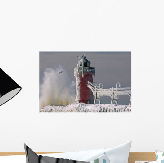South Haven Lighthouse Winter Wall Mural