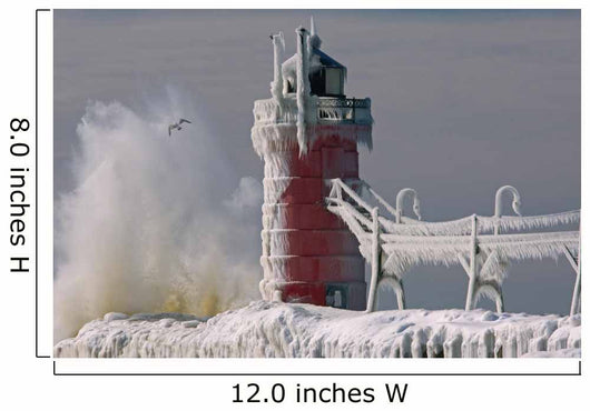 South Haven Lighthouse Winter Wall Mural