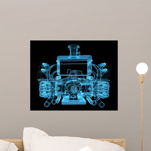 Vehicle motor (3D xray blue transparent) Wall Mural