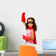 Portrait of pretty mixed race girl playing super hero Wall Decal