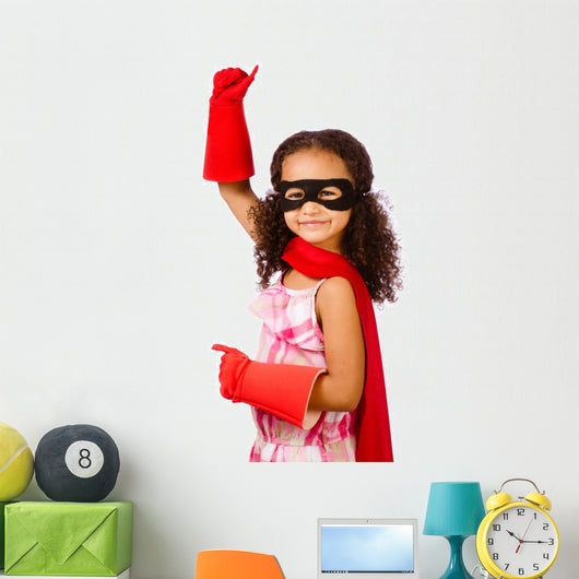 Portrait of pretty mixed race girl playing super hero Wall Decal